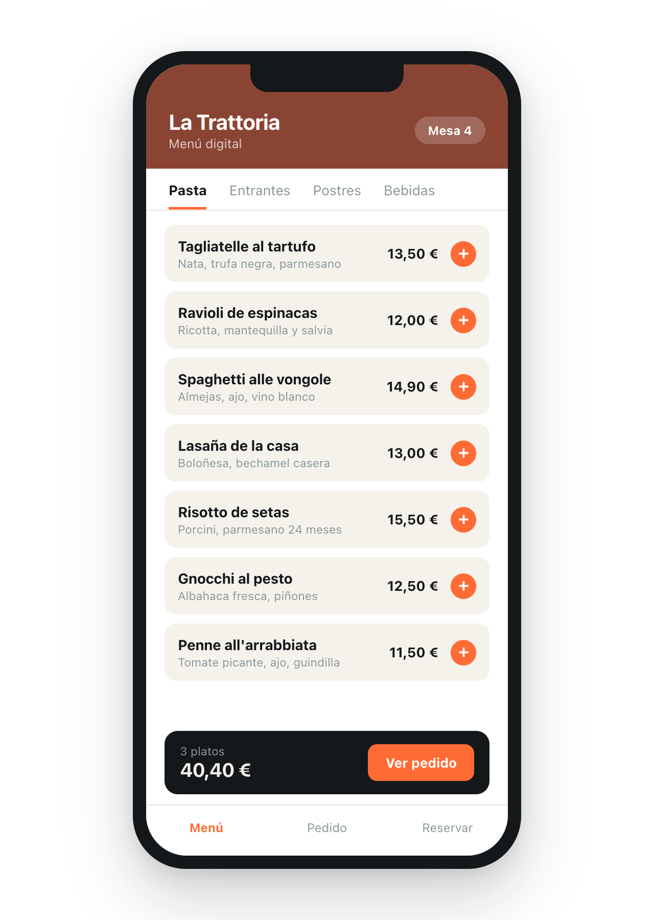 Ejemplo de app / PWA para La Trattoria