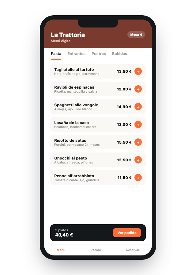 Ejemplo de app / PWA para La Trattoria
